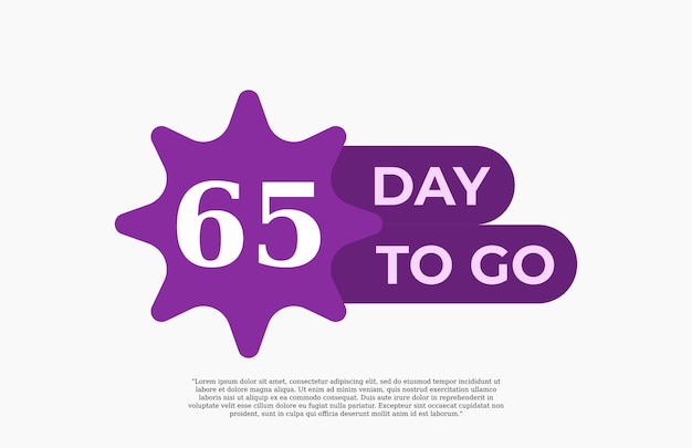 Vettore 65 day to go offerta vendita business segno illustrazione arte vettoriale con carattere fantastico e bel colore bianco viola
