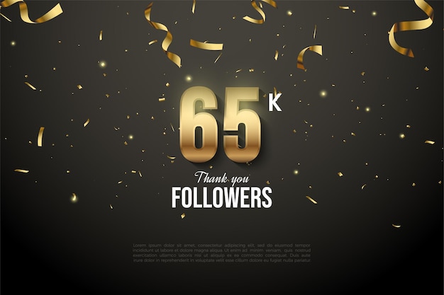 65 folowers background with gold ribbon drop