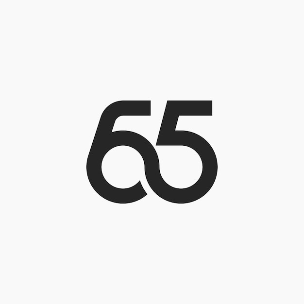 65 minimal logo design Number sixty five linked line modern sign vector icon illustration