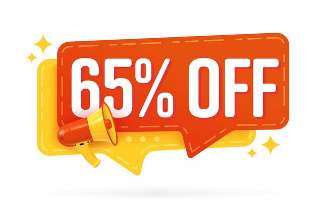 65 percent off announcement sale label for promotion