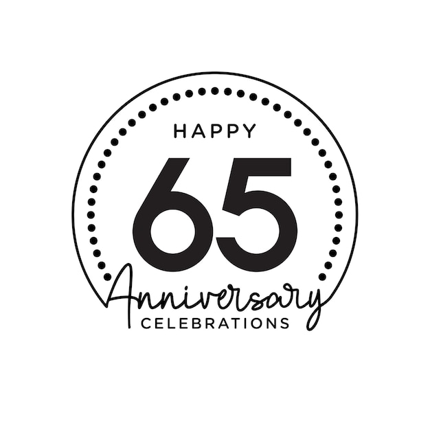 65 years anniversary Anniversary template design concept monochrome design for event invitation card greeting card banner poster flyer book cover and print Vector Eps10
