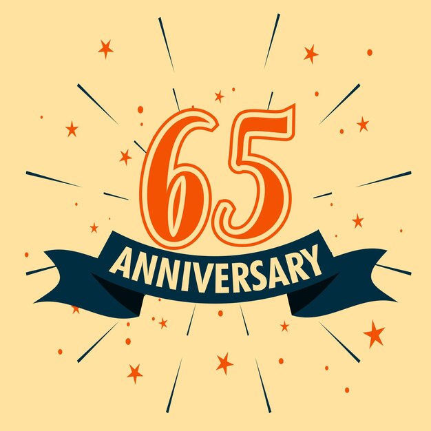 65 years anniversary celebration design with number shape for special celebration event vector