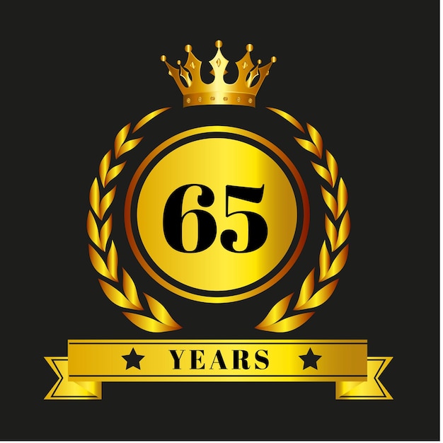 65 years anniversary wreath ribbon logo