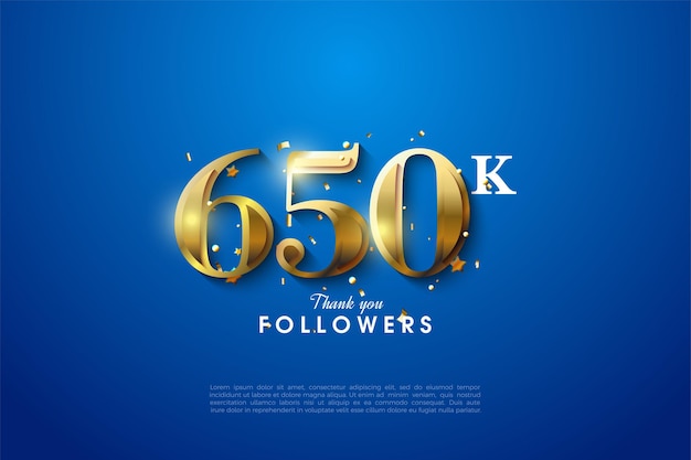 650k volgers achtergrondillustratie met gouden cijfers