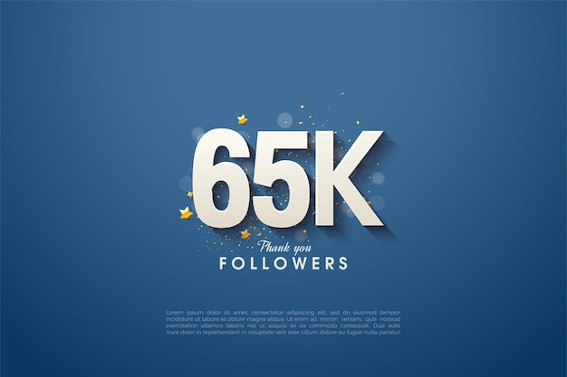 65k follower con illustrazione di design di figure fantasiose