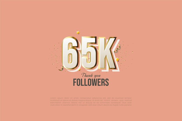 65k followers  with modern number design illustrations