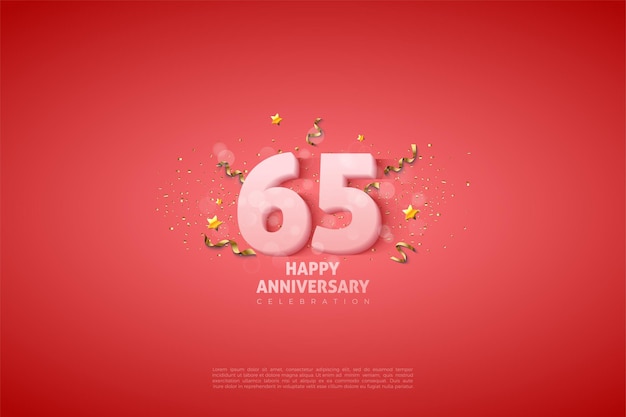 65th anniversary background with soft 3d numbers.