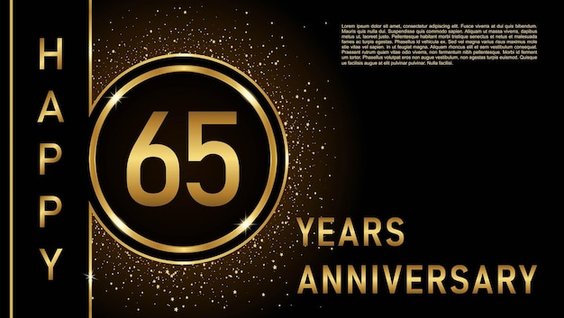 誕生日イベント ベクトル テンプレートの 65 周年記念ゴールド カラー テンプレート デザイン