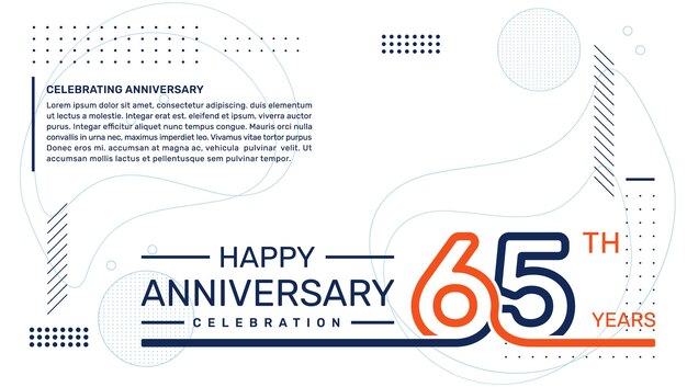 65th anniversary template design with abstract background vector template