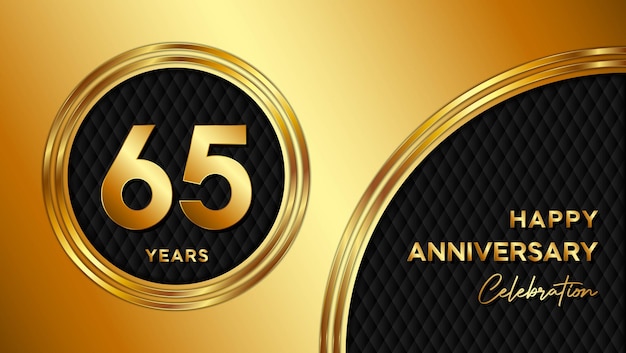 65th anniversary template design with golden texture and number for anniversary celebration event