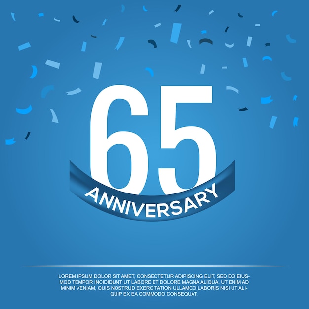 65th years anniversary  vector design for anniversary celebration with blue and white color.