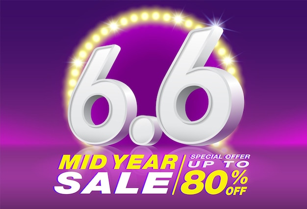 66 mid year sale poster or banner template design big sale event on the stage