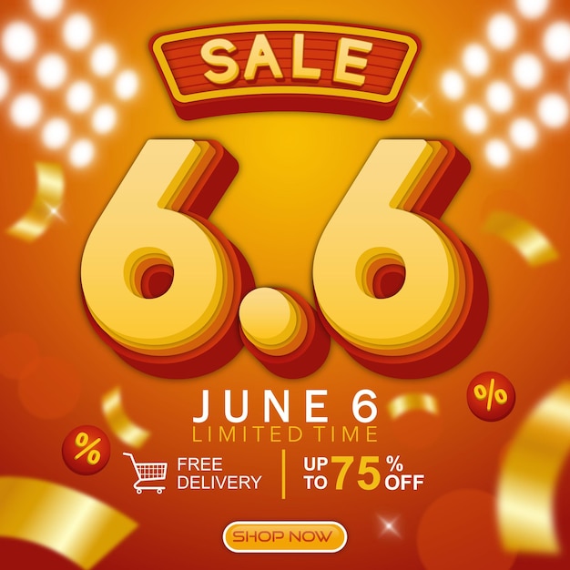 66 online sale banner template on yellow color