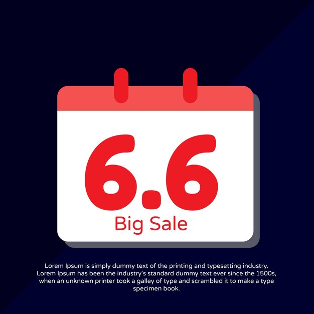 66 online super sale banner template on red background