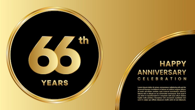 金色の数字とパターンを使用した66周年記念テンプレートデザイン