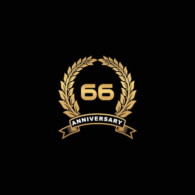 66° anniversario d'oro logo su sfondo nero