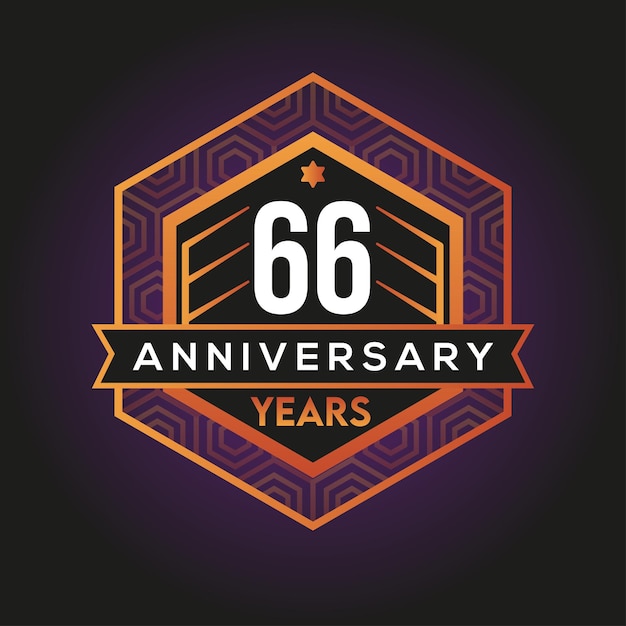 66th year anniversary abstract logo design vector template