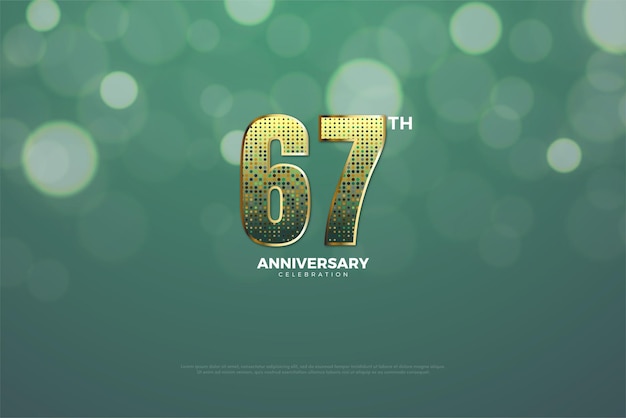 67e verjaardag met groene achtergrond en sprankelende cijfers