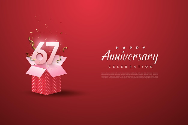 67th anniversary with gift box decoration 3d.