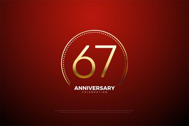 골드 반짝이 아치 일러스트와 함께 67 주년