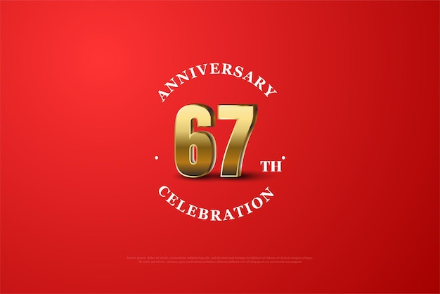 67th anniversary with golden numerals standing