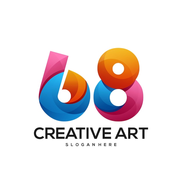 68 number logo gradient colorful