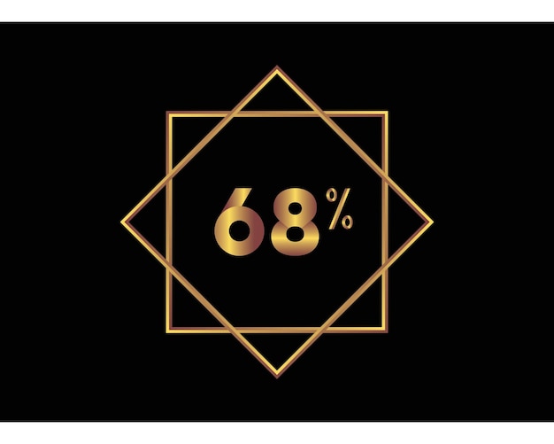 Vector 68 percent on black background gold vector image