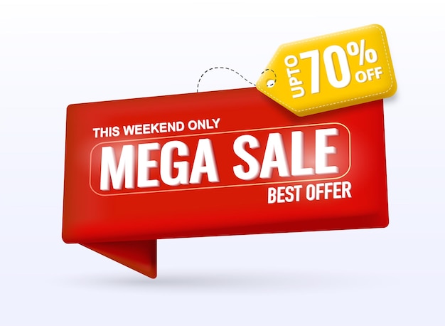 683752401 mega sale migliore offerta banner 3d per promozioni e sconti marketing sconto fino a 70