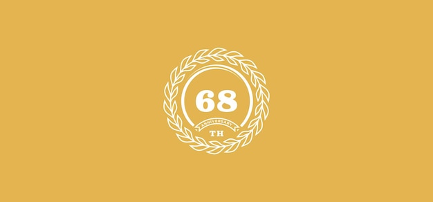 68st anniversary logo with ring and frame white color and gold background