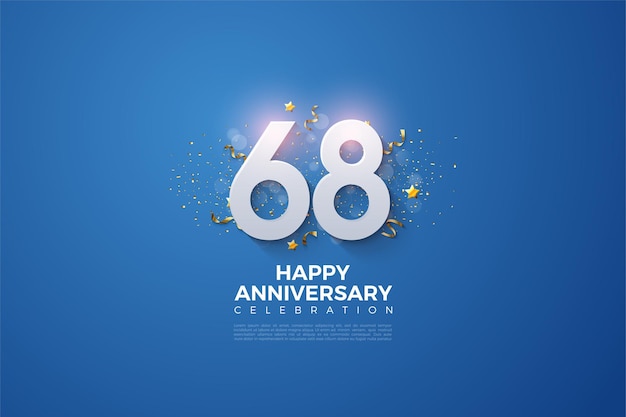 68th anniversary on blue background.