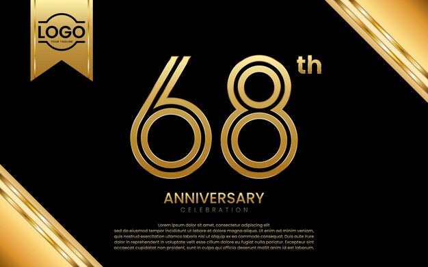 68th Anniversary Celebration Anniversary template design with golden number Vector Template