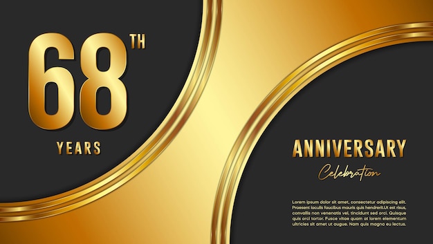 68th Anniversary Celebration template design with gold background and numbers Vector Template