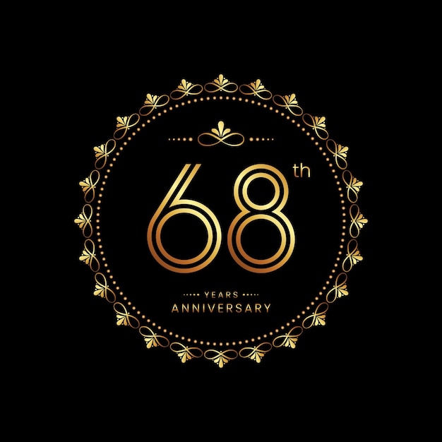 68th anniversary logo with double line number style and gold color text