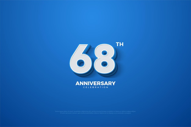 매우 밝은 파란색 배경의 68주년.