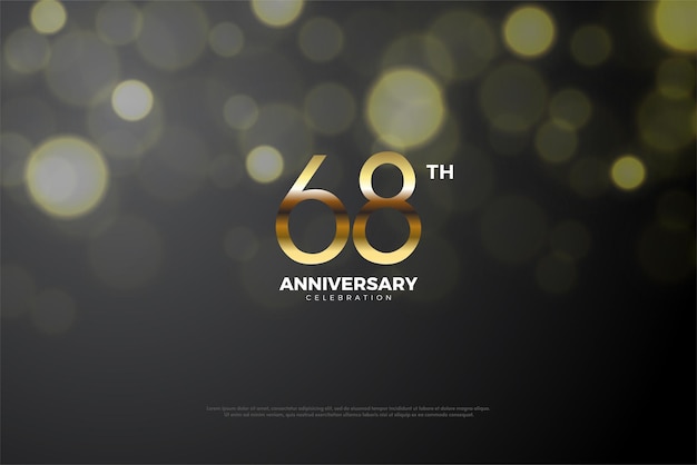 68th anniversary with flat golden number.