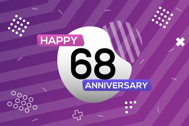 68th year anniversary logo vector design anniversary celebration with colorful geometric shape