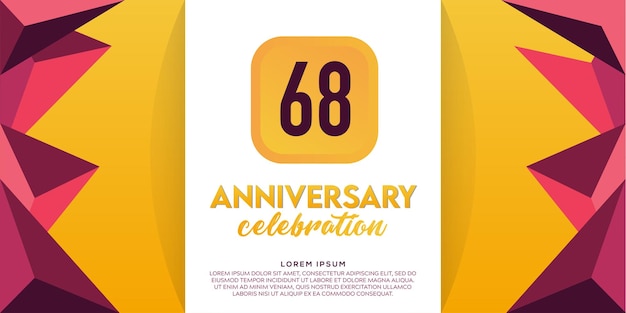68th years anniversary celebration design with red and orange colour vector design.