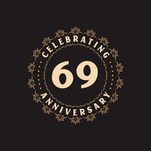 Celebrazione del 69° anniversario biglietto di auguri per il 69° anniversario