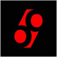 Vector 69 digits icon 69 letters negative space in red color