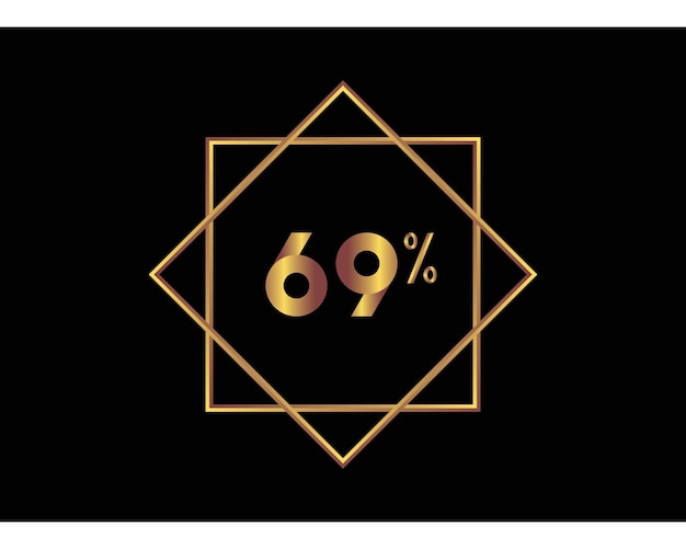 69 procent op zwarte achtergrond gouden vector afbeelding