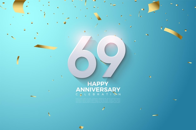 Празднование 69-летия с яркими и красивыми световыми эффектами.