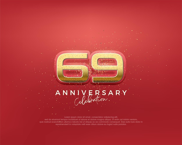 Vector 69th anniversary in luxurious gold color glitter vector premium premium vector for poster banner celebration greeting
