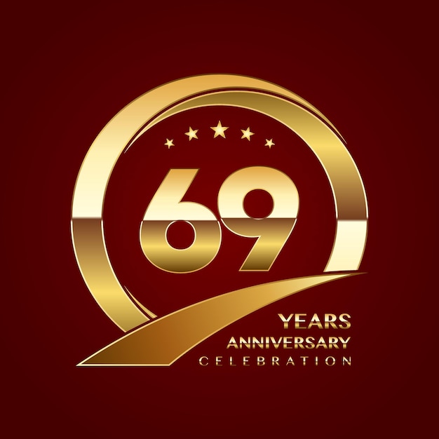 69th anniversary template design with a shiny gold ring style