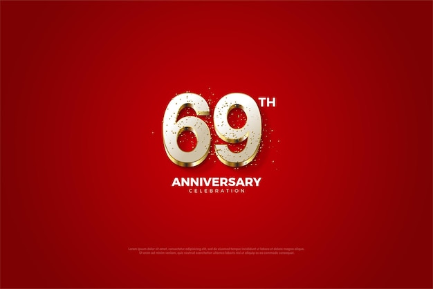 69th anniversary with silver 3d numbers.