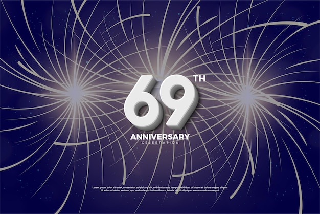 69th anniversary with sparks fireworks background.