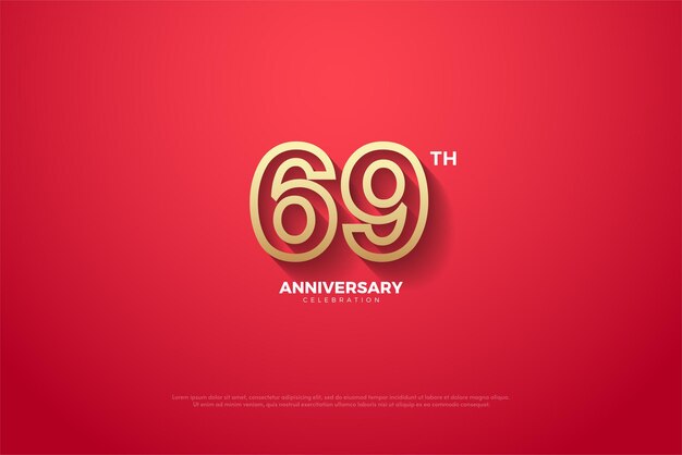69th anniversary with striped number style.