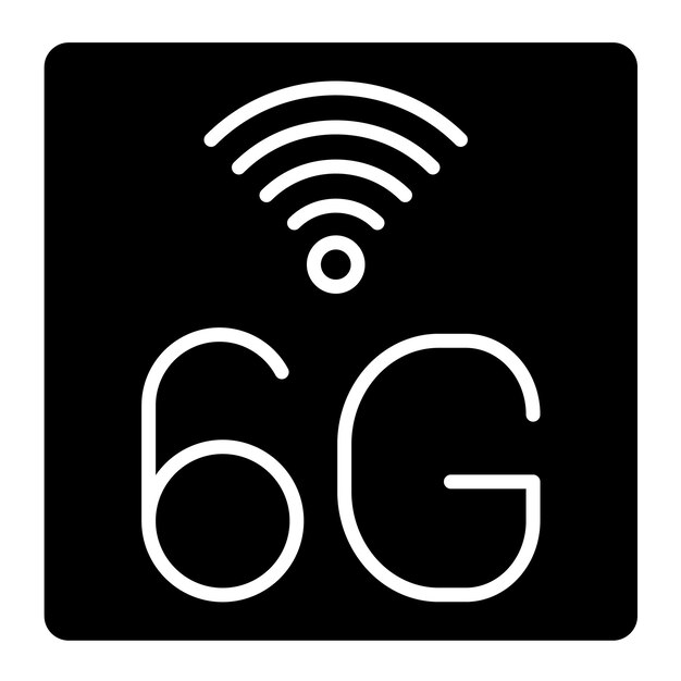 6g network glyph solid black illustration