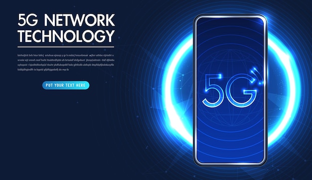 6G-technologieconcept moderne stad en communicatie 6g-netwerkverbindingsconcept met smartphone