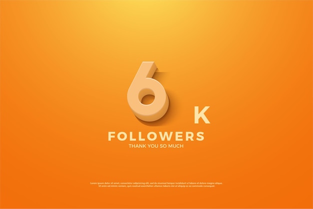 6k follower con illustrazione dei numeri animati