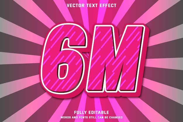 6m followers editable text effect